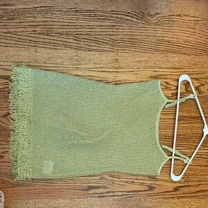White Fox Boutique Light Green Crochet Mini Dress